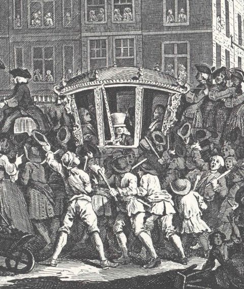 Detail from Industry and Idleness plate 12: The industrious prentice Lord Mayor.